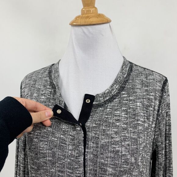 Michael Stars Sweater Womens OS One Size Grey Hidden Snap Buttons Long Sleeve - Picture 3 of 14